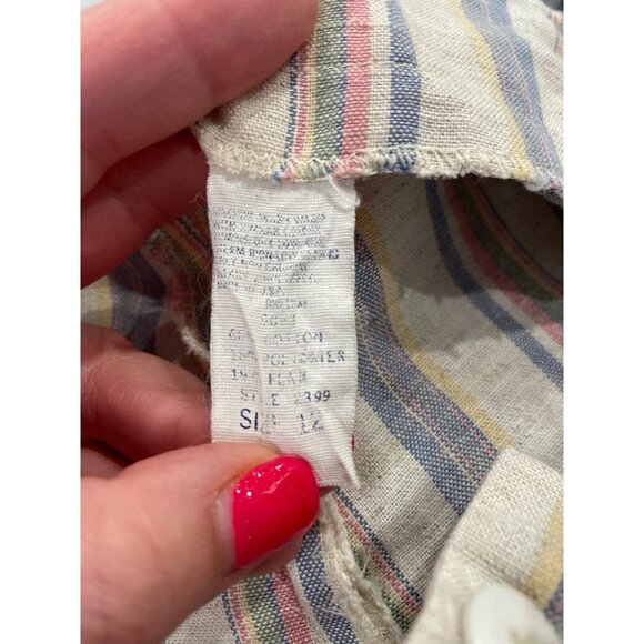 Vintage 80s KG Classics High Waisted Vertical Stripe Pastel Bermuda Shorts Sz 12 - Picture 6 of 9